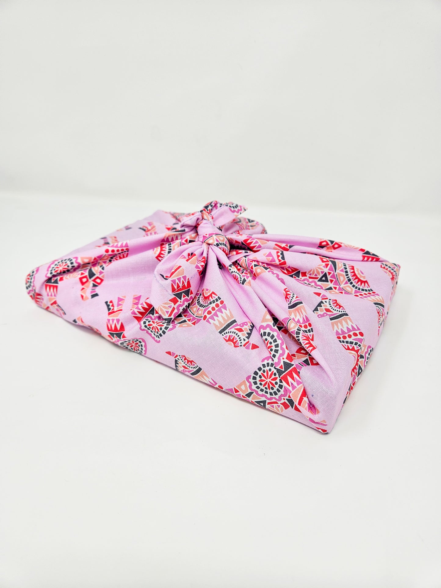 Pink Llama Festive Furoshiki Reusable Gift Wrap, 20" Upcycled Cotton