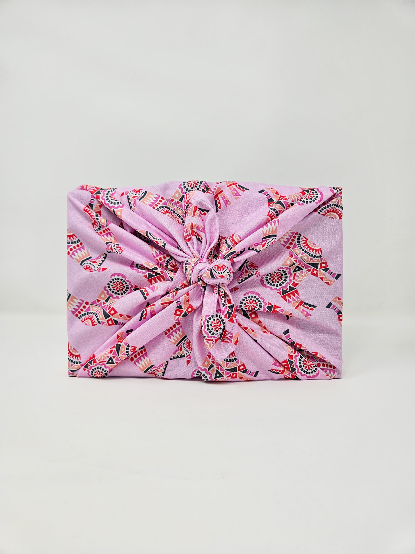 Pink Llama Festive Furoshiki Reusable Gift Wrap, 20" Upcycled Cotton