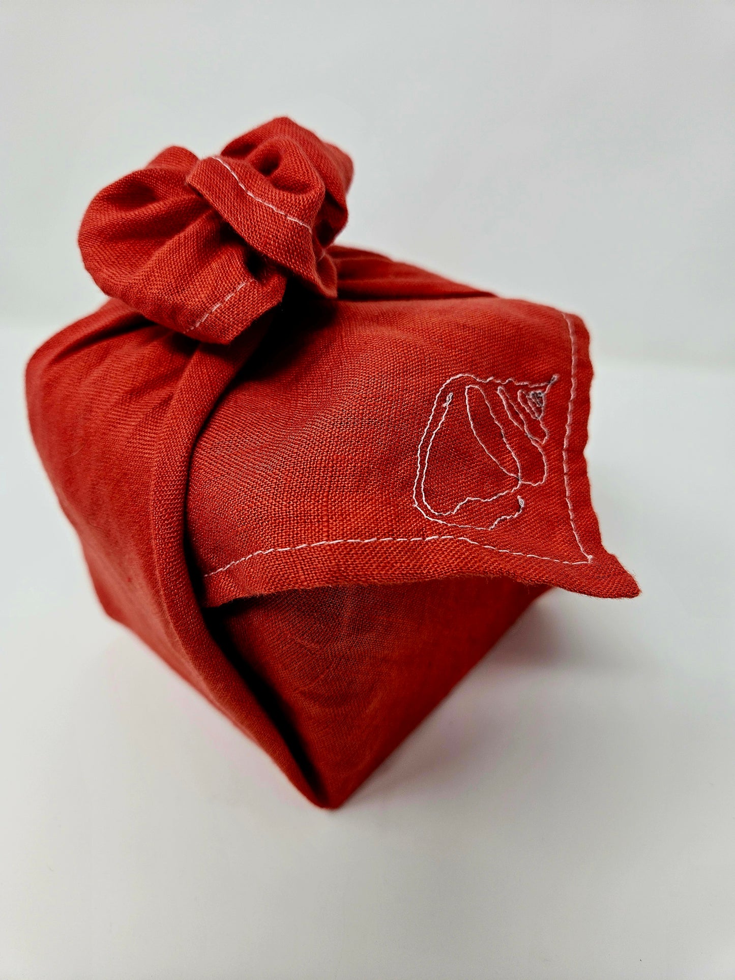 Linen Embroidered Sea Shell Furoshiki Reusable Gift Wrap, 15"
