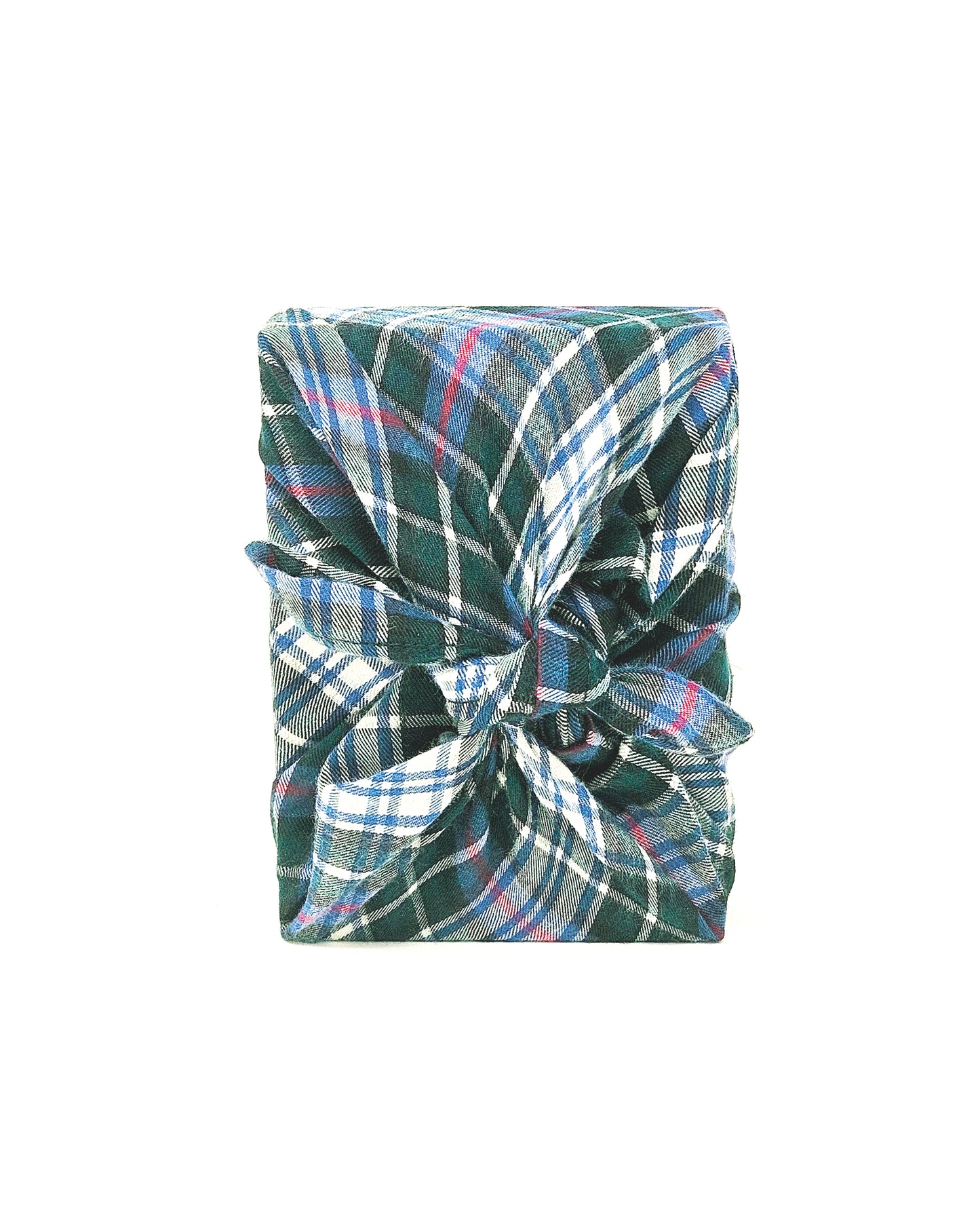 Green Plaid Furoshiki Reusable Gift Wrap, 15" & 25" & 35"