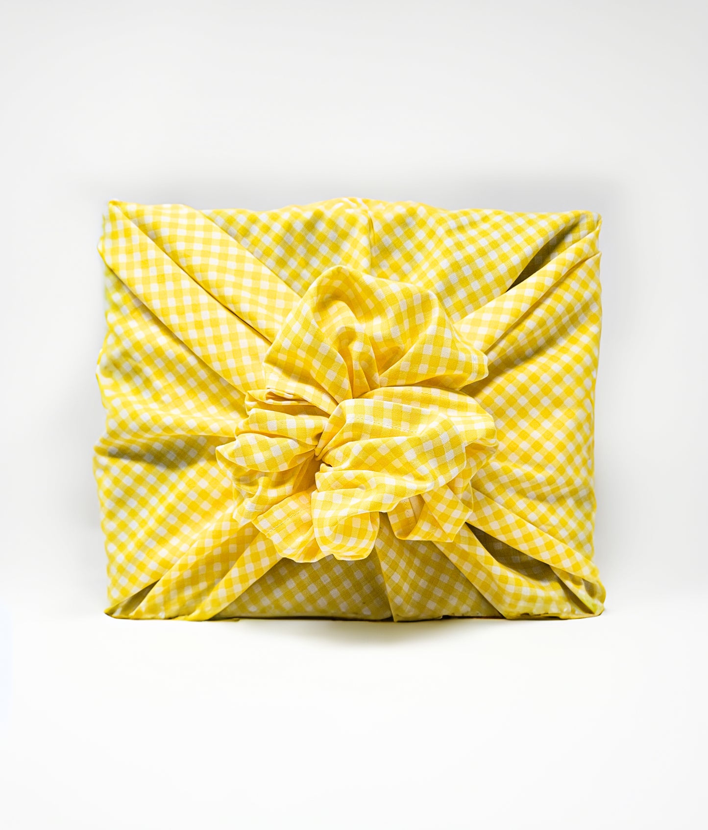 Yellow Gingham Furoshiki Reusable Gift Wrap, 15" & 20" & 25" & 30"