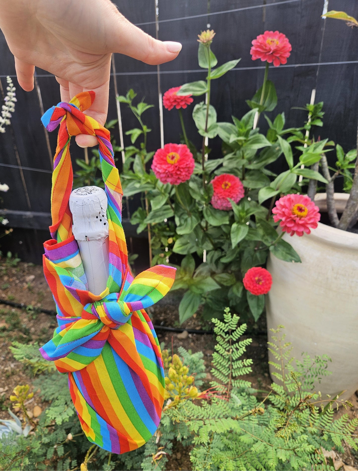 Rainbow Stripe Pride Furoshiki Reusable Gift Wrap, 15" & 25" & 30", upcycled cotton