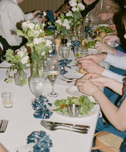 Blue Floral Furoshiki Reusable Gift Wrap, 15" & 20", upcycled cotton