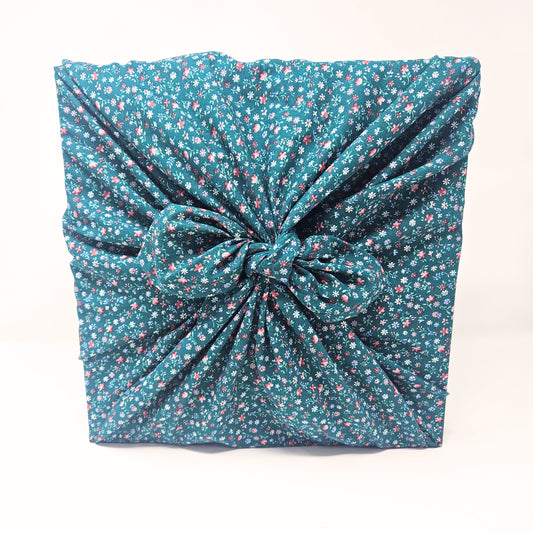 Green Floral Furoshiki Reusable Gift Wrap 30"