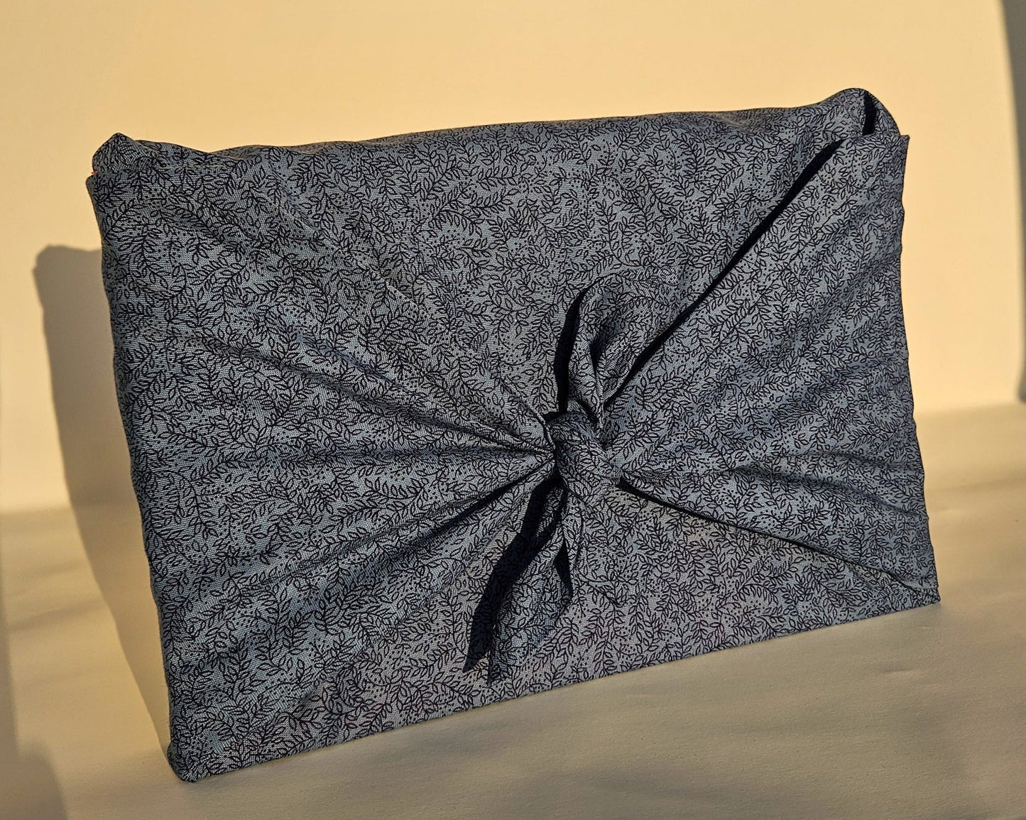 Blue Vine Pattern Furoshiki Reusable Gift Wrap, 20", Upcycled Cotton