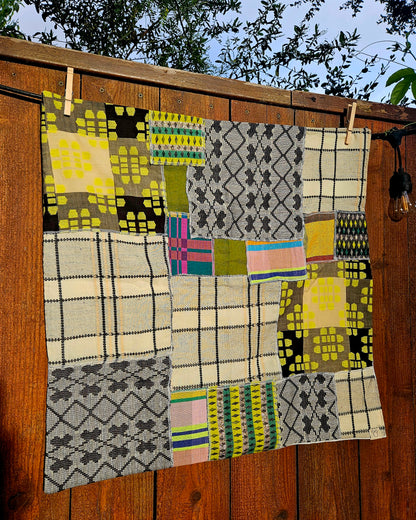 Handmade Patchwork Furoshiki Reusable Gift Wrap, 25x25", Upcycled Woven Textiles