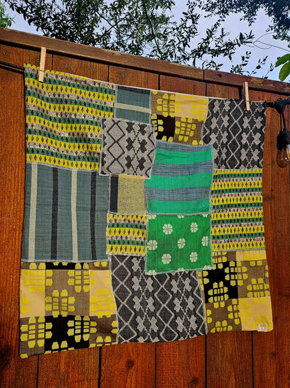 Handmade Patchwork Furoshiki Reusable Gift Wrap, 25x25", Upcycled Woven Textiles