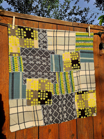 Handmade Patchwork Furoshiki Reusable Gift Wrap, 25x25", Upcycled Woven Textiles