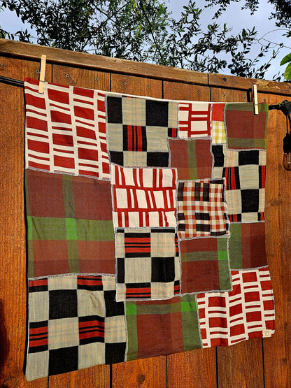 Handmade Patchwork Furoshiki Reusable Gift Wrap, 25x25", Upcycled Woven Textiles