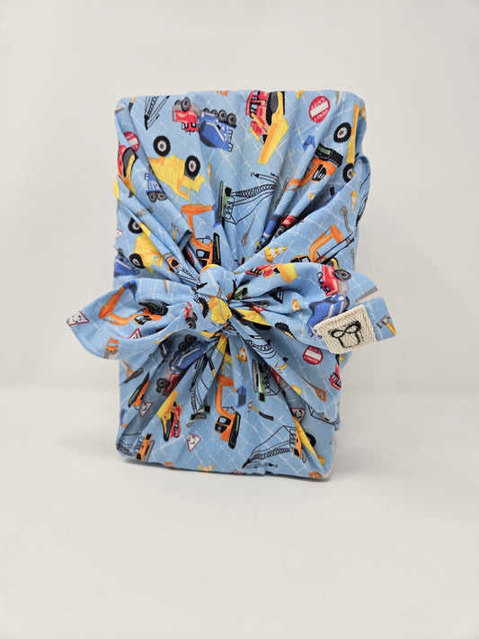 Kids' Construction Furoshiki Reusable Gift Wrap, 15" & 25"