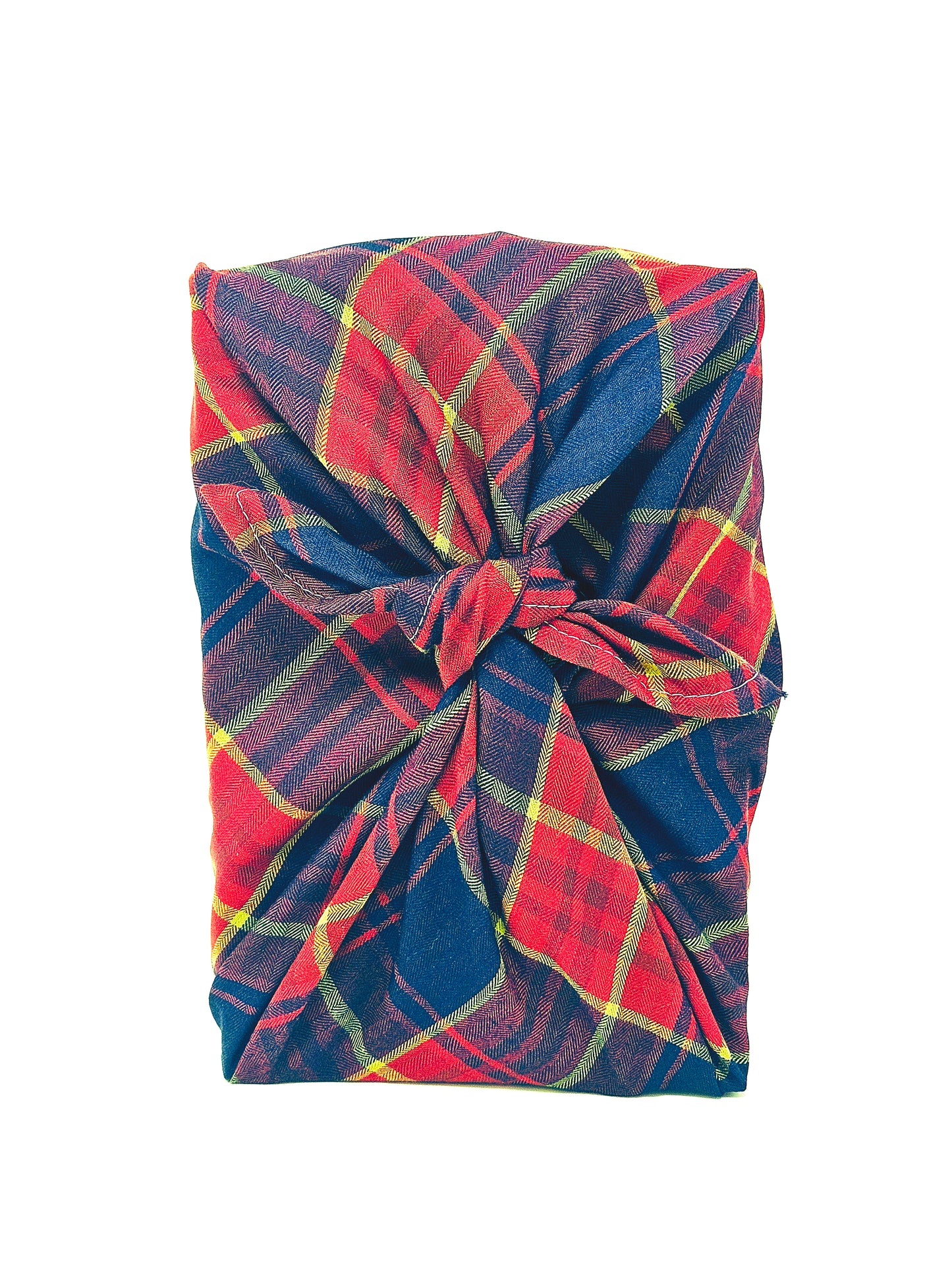 Red, Gold, & Blue Plaid Furoshiki Reusable Gift Wrap, 15" & 20" & 25" & 30" & 35"