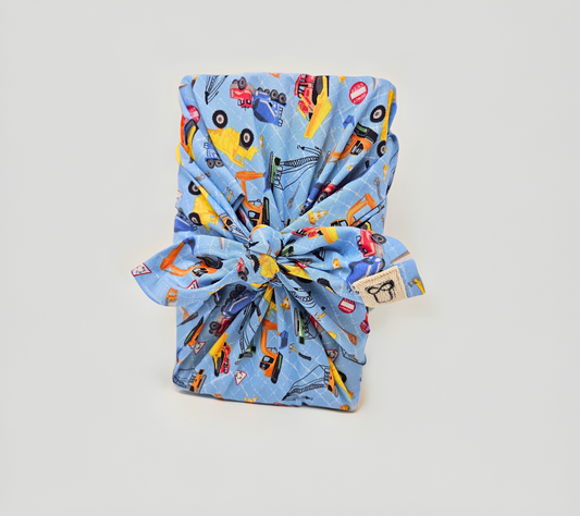 Kids' Construction Furoshiki Reusable Gift Wrap, 15" & 25"