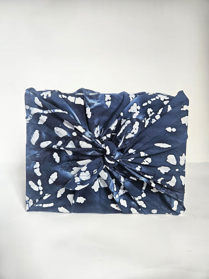 Blue Floral Furoshiki Reusable Gift Wrap, 15" & 20", upcycled cotton
