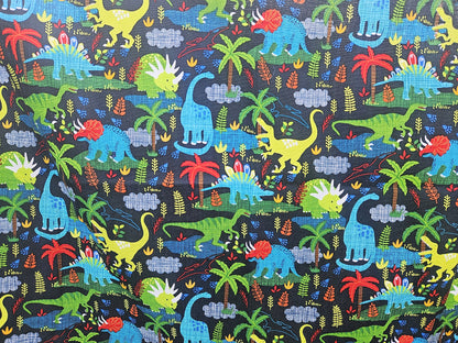 Dinosaur Furoshiki Reusable Gift Wrap, 15" & 25" & 30", Upcycled Cotton