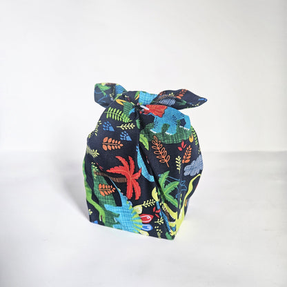 Dinosaur Furoshiki Reusable Gift Wrap, 15" & 25" & 30", Upcycled Cotton