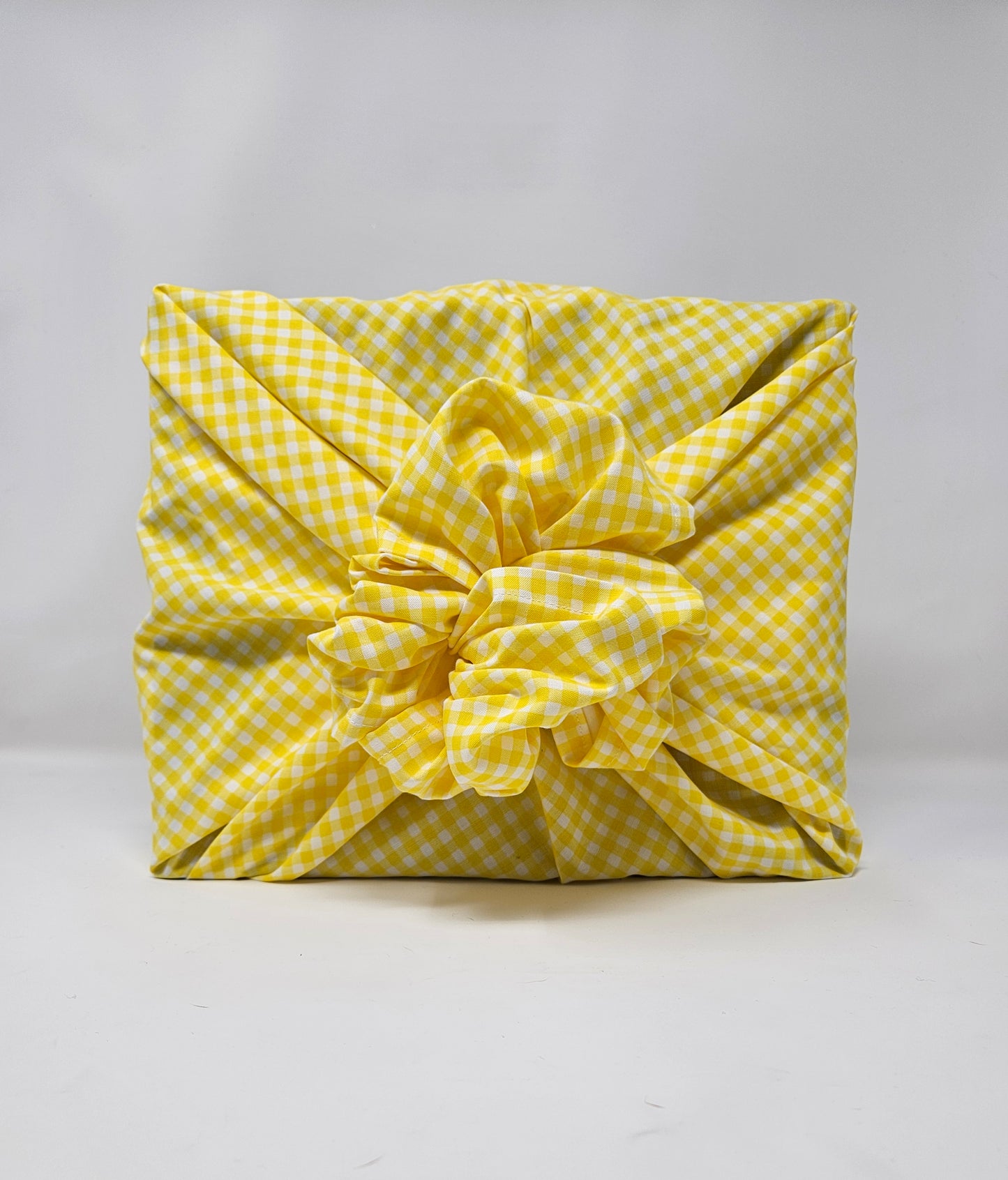 Yellow Gingham Furoshiki Reusable Gift Wrap, 15" & 20" & 25" & 30"